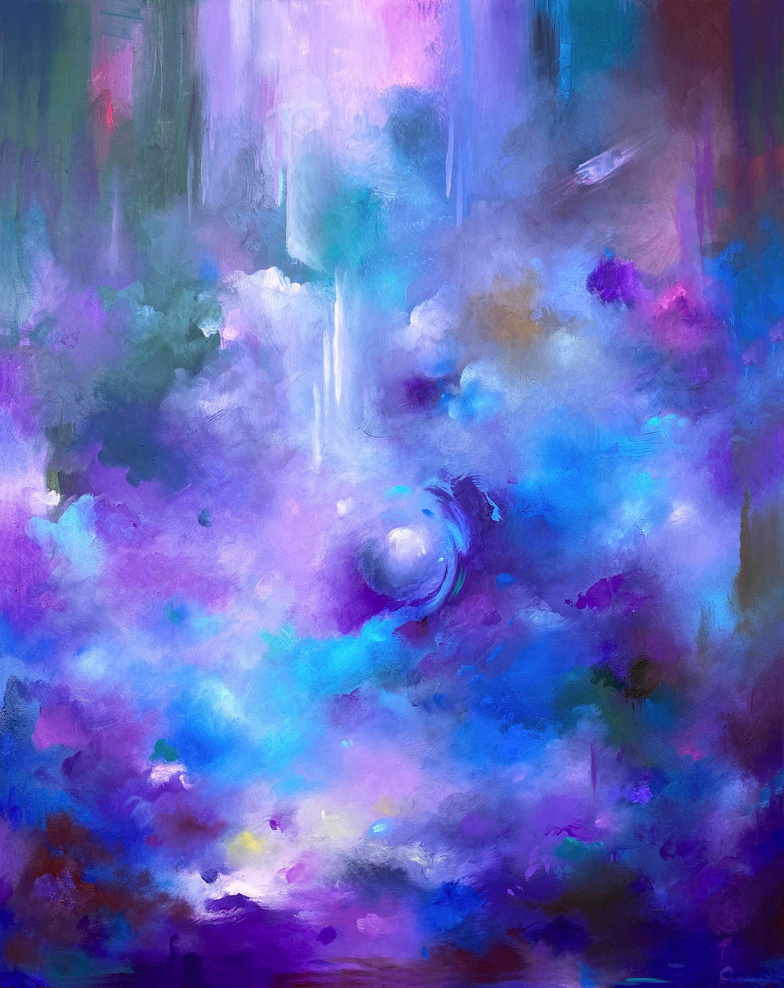 A Painting Of A Purple And Blue Cloud Background