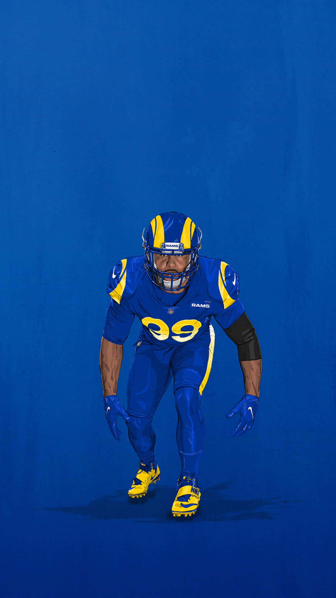 A Painting Of A Rams Player Running On A Blue Background