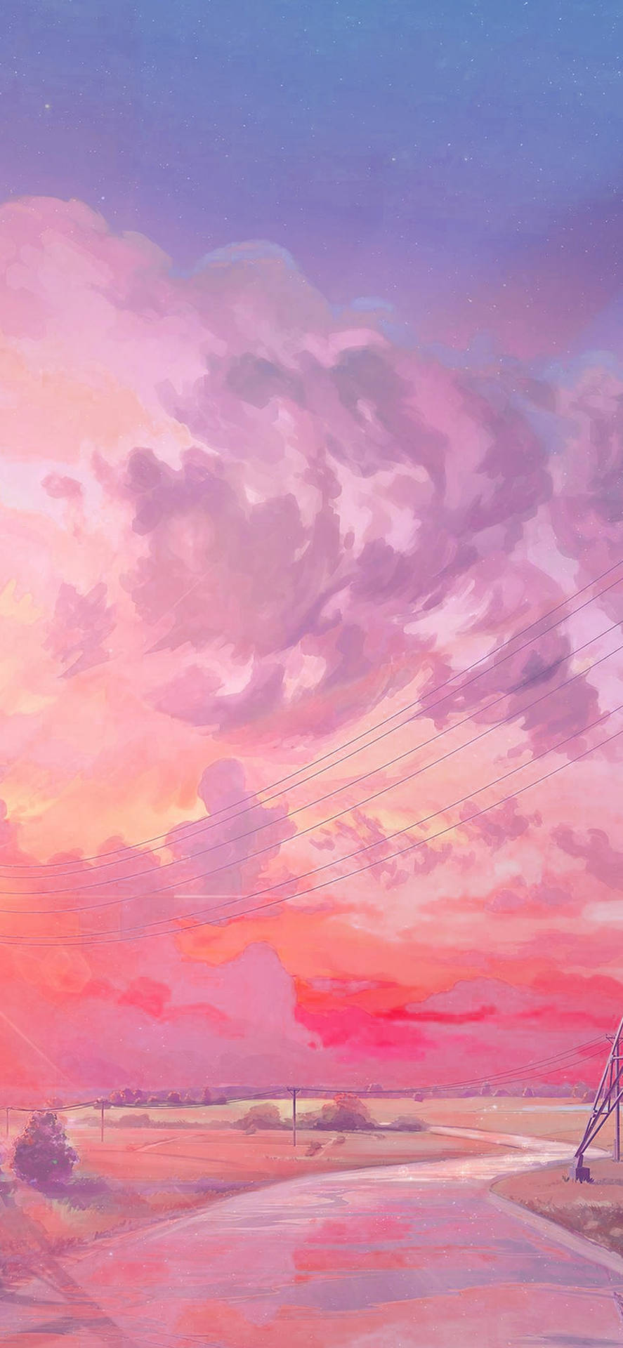 A Painting Of A Sunset Background