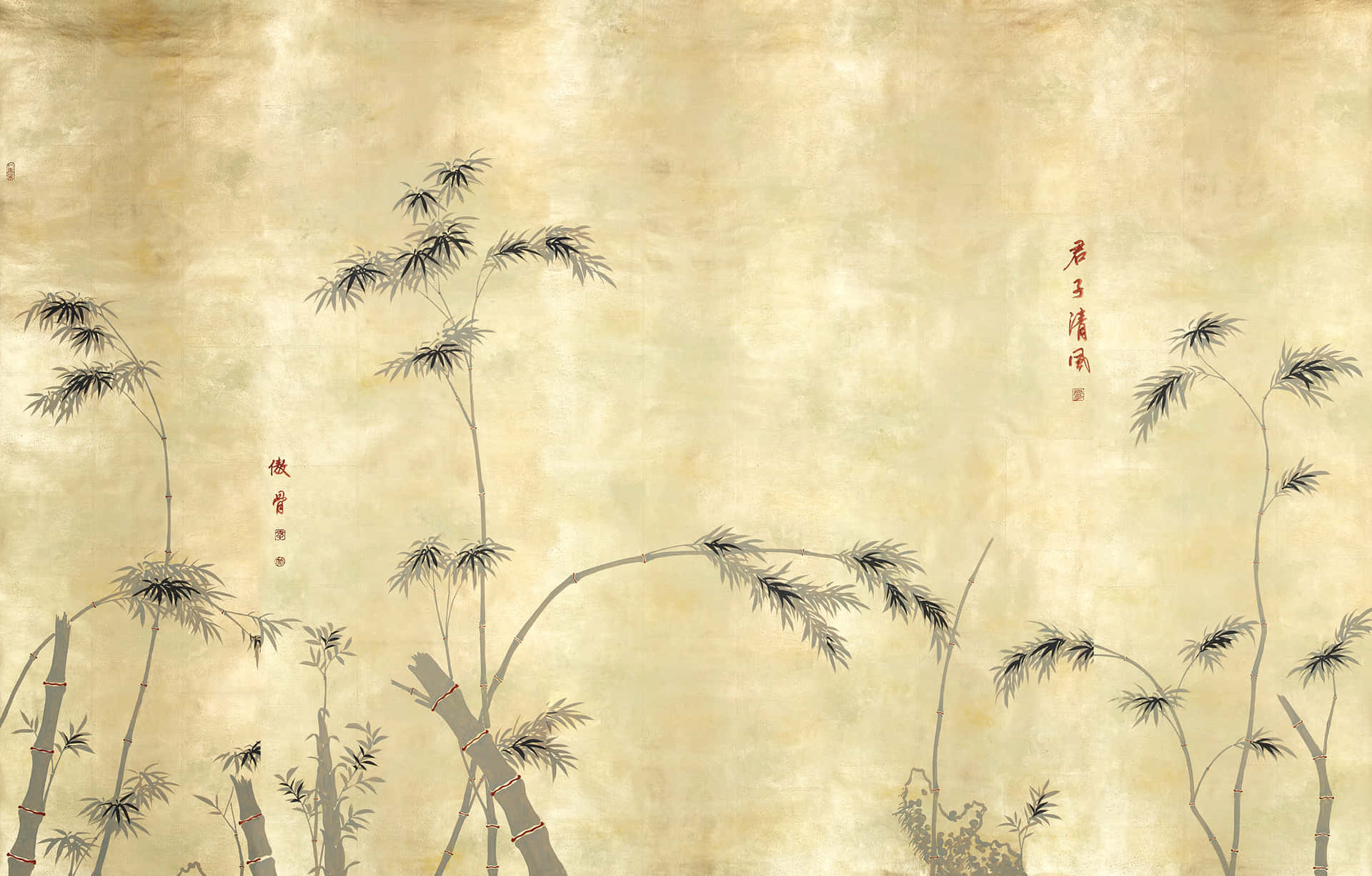 A Painting Of Bamboo And Grasses Background