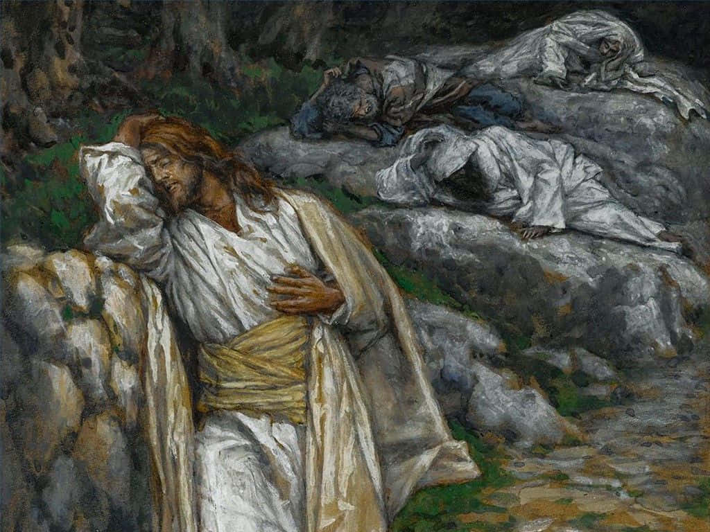 A Painting Of Jesus Lying On The Ground