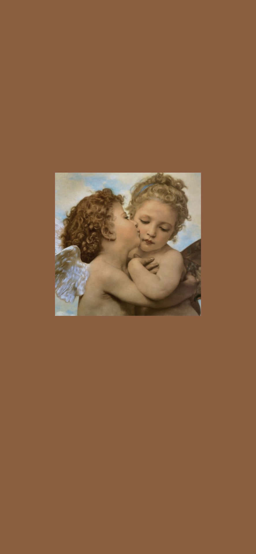 A Painting Of Two Angels Kissing