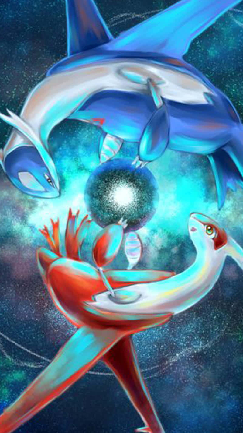 A Painting Of Two Pokemon In Space Background