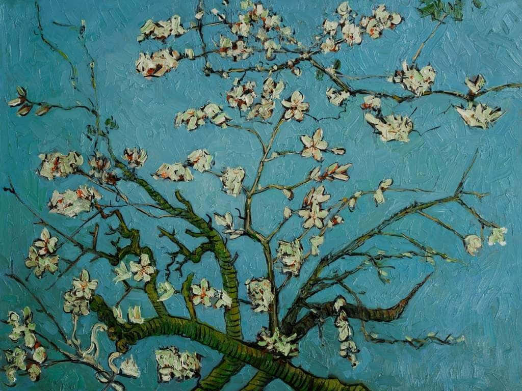 A Painting Of Van Gogh's Almond Blossoms Background