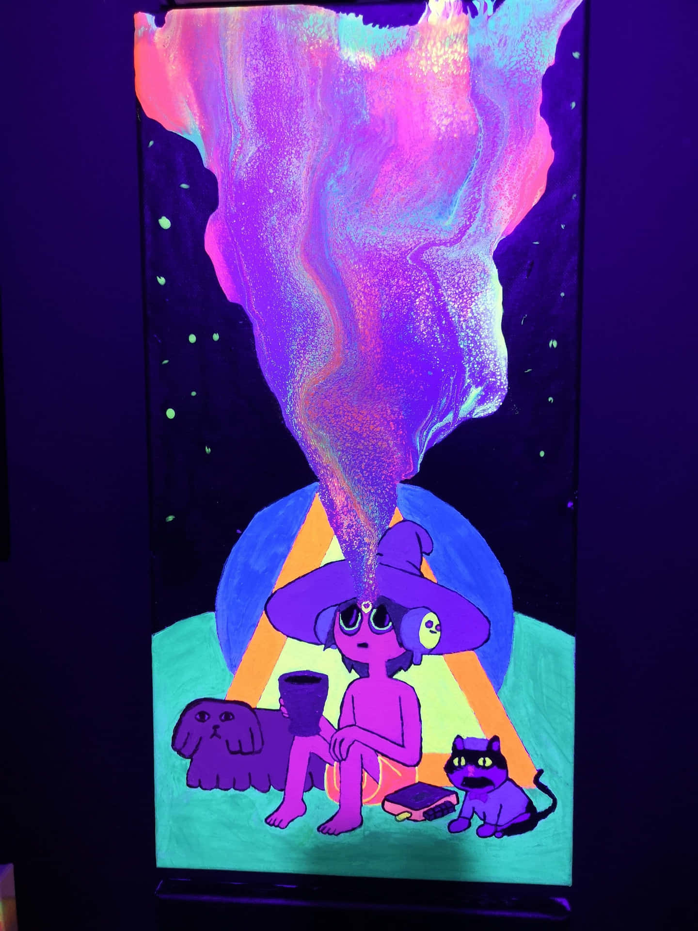 A Painting With A Purple And Pink Background Background