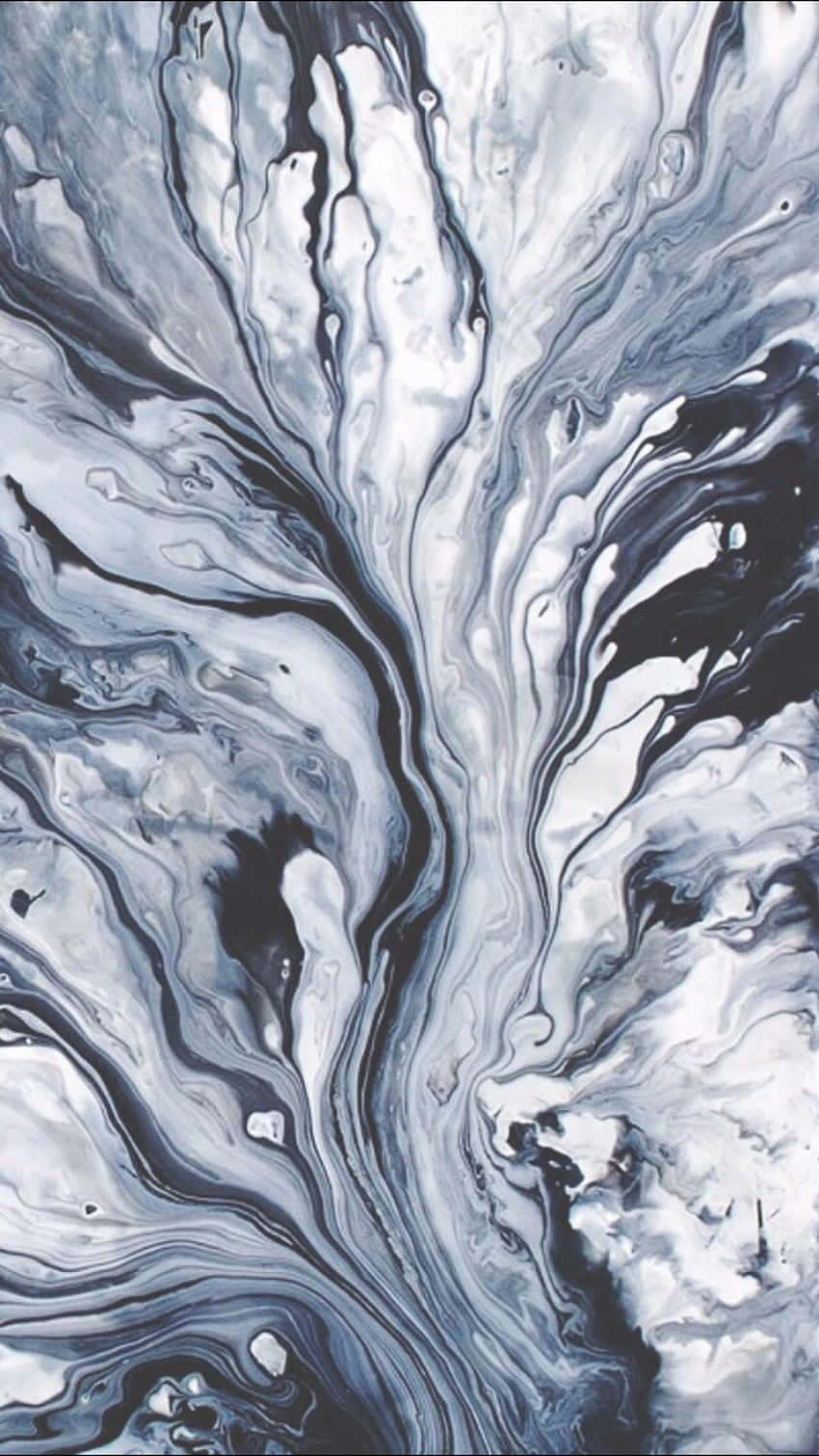 A Painting With Black And White Swirls On It Background