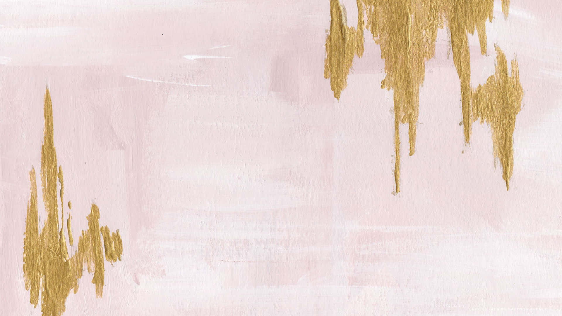 A Painting With Gold And Pink Paint On It Background