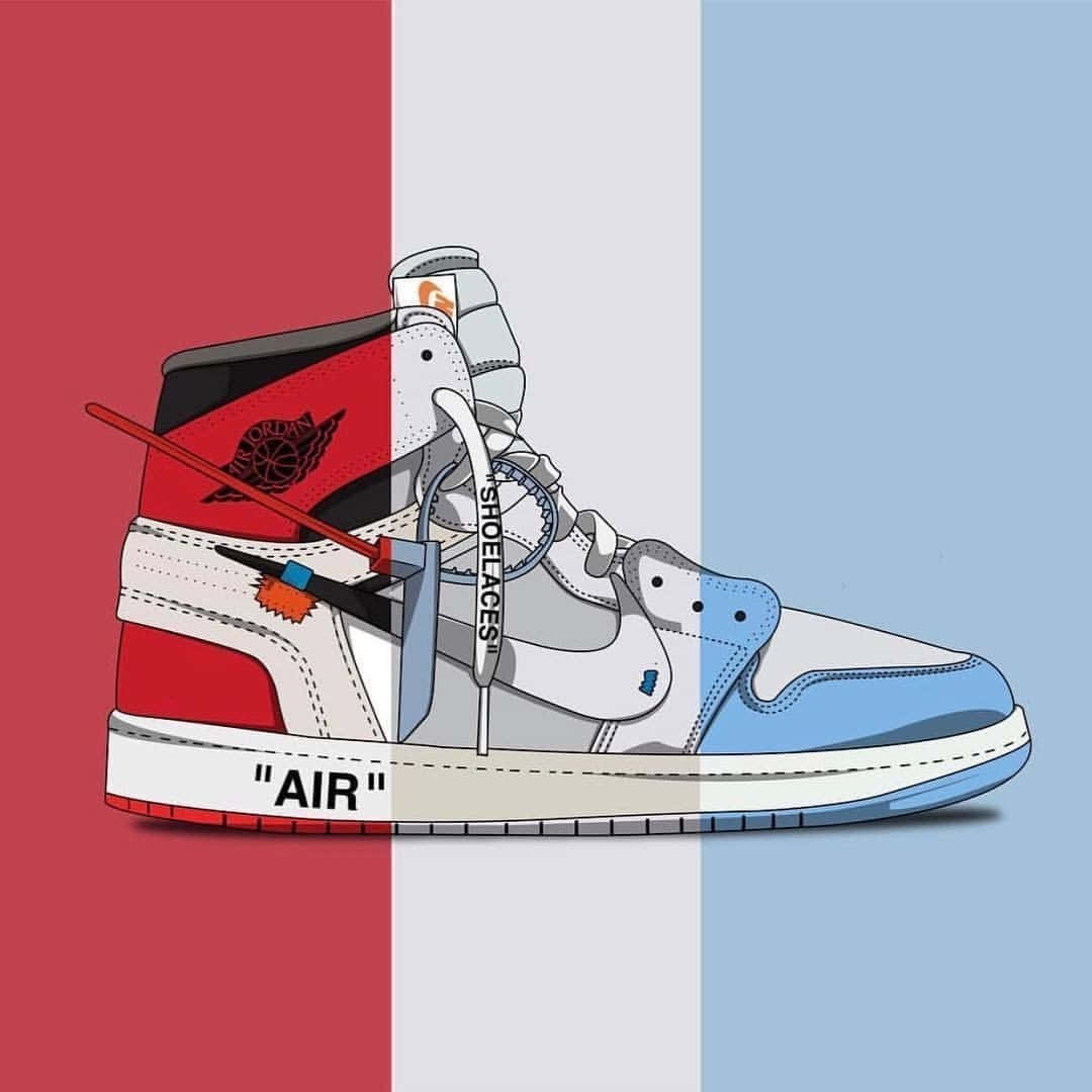 A Pair Of Air Jordan 1's With A Flag On Them Background