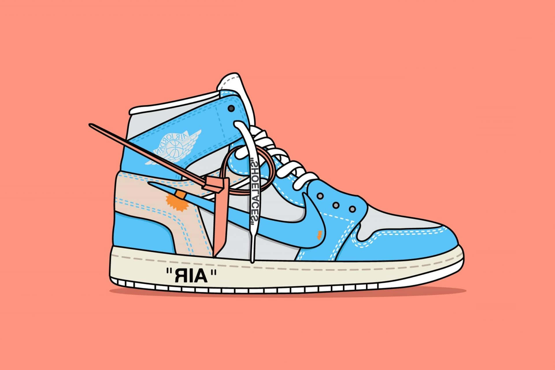 A Pair Of Sneakers With A Blue And White Shoe Background