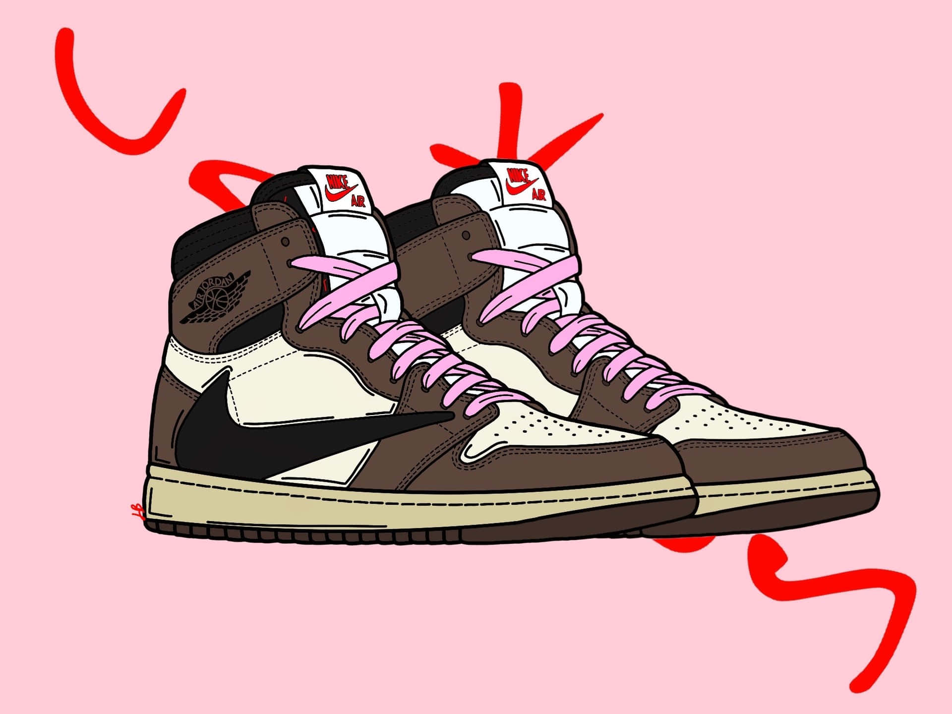 A Pair Of Sneakers With A Pink Background Background