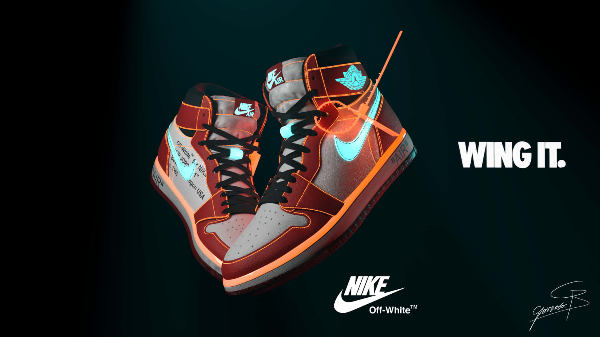A Pair Of Sneakers With The Words Wing It On Them Background
