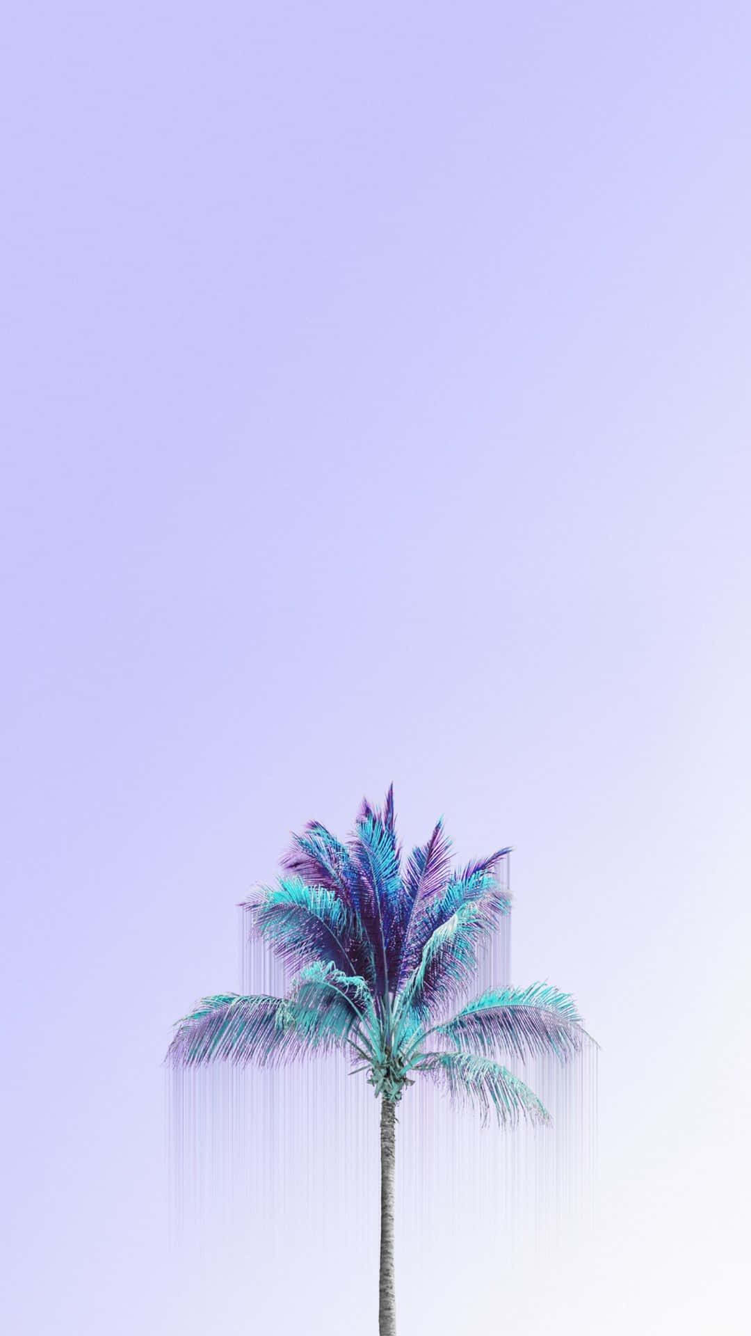 A Palm Tree In A Blue And Purple Background Background