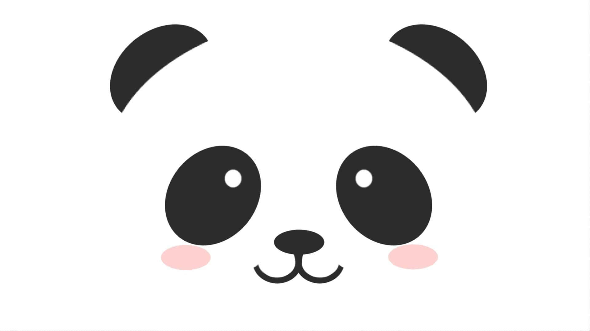 A Panda Bear Face With Black Eyes And Pink Lips