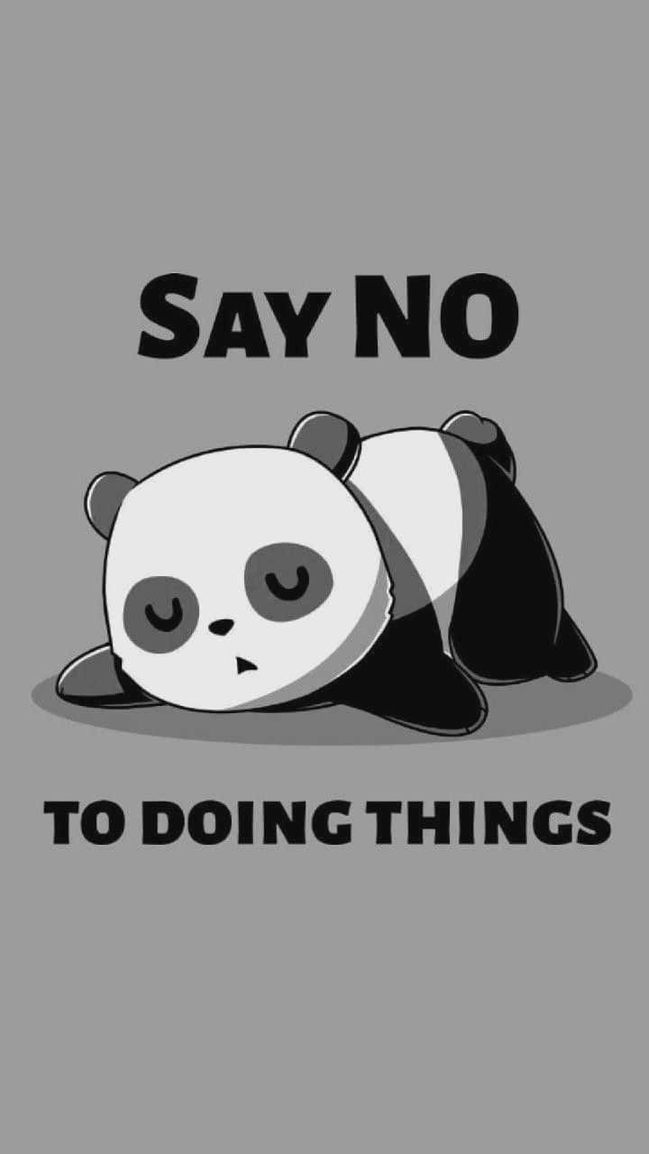 A Panda Bear Laying Down With The Words Say No To Doing Things Background