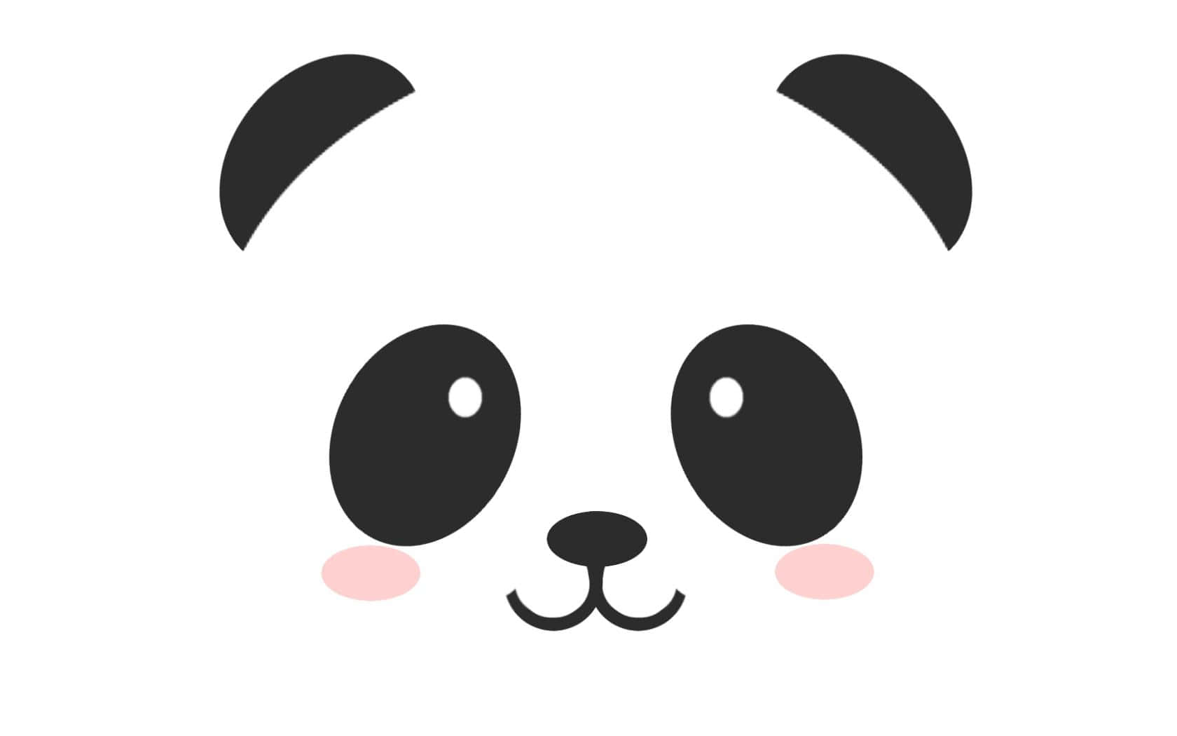 A Panda Face With Black And Pink Eyes