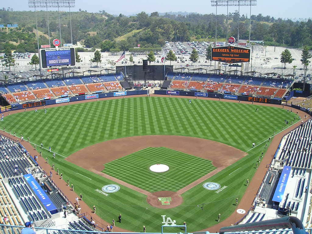 A Panoramic View Of Historic Dodger Stadium Background