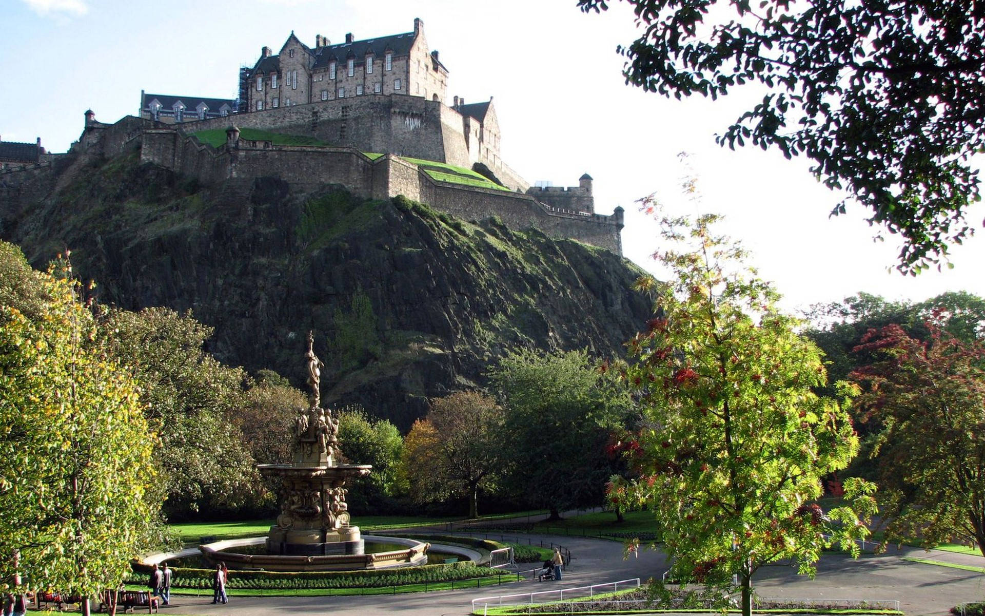 A Park Below Edinburgh Castle Background