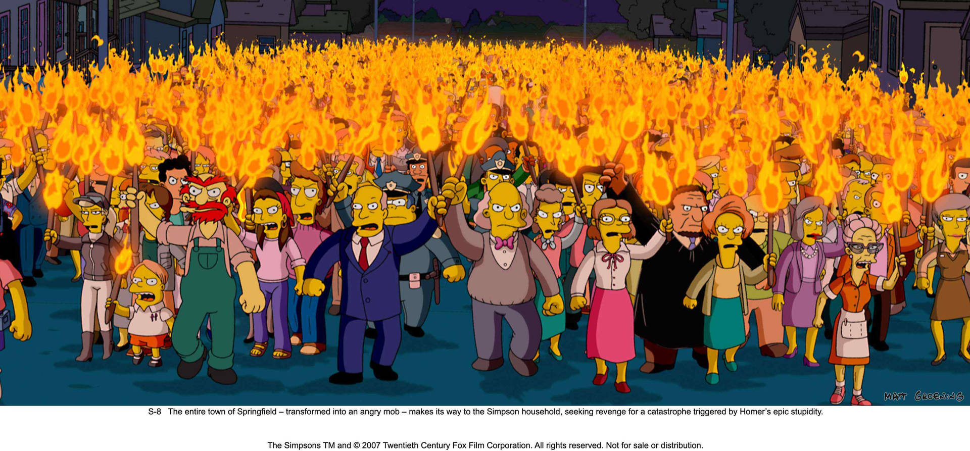 A Passionate Crowd Of Springfield Residents Protesting In A Scene From The Simpsons Movie. Background