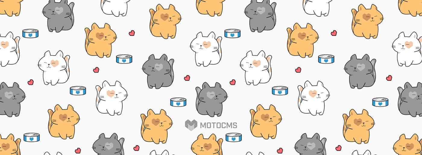 A Pattern Of Cats And A Bottle Background