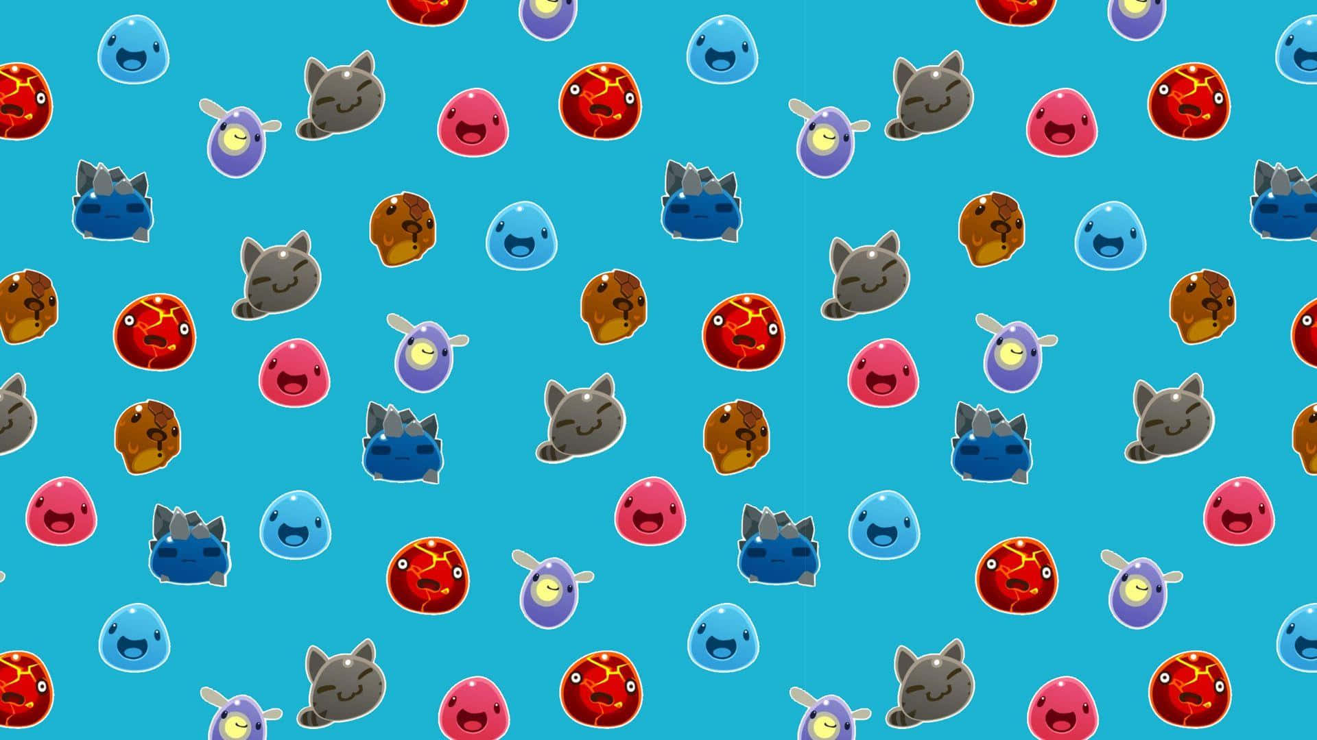 A Pattern Of Colorful Eggs And Cats