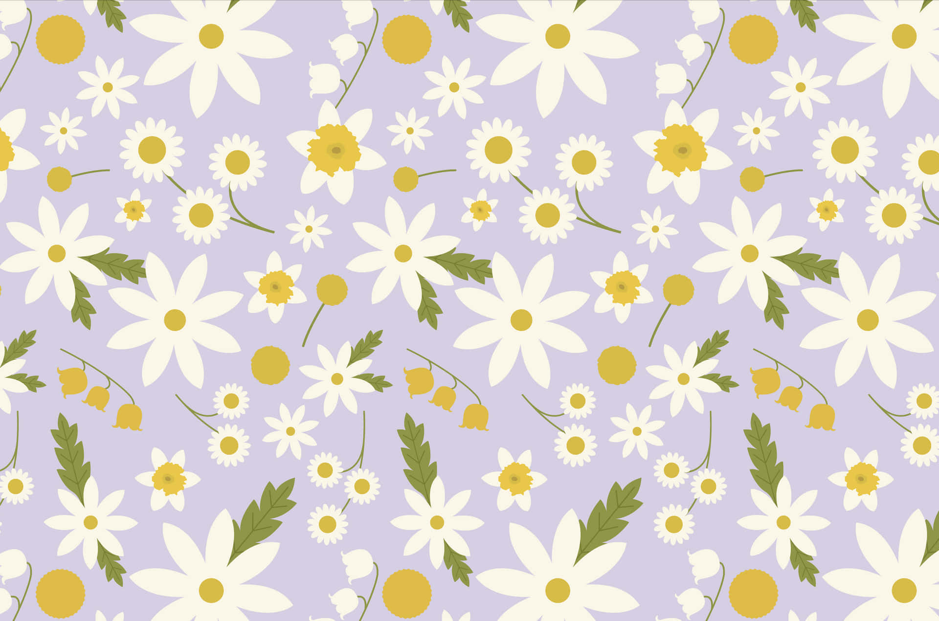 A Pattern Of Daisies On A Purple Background Background