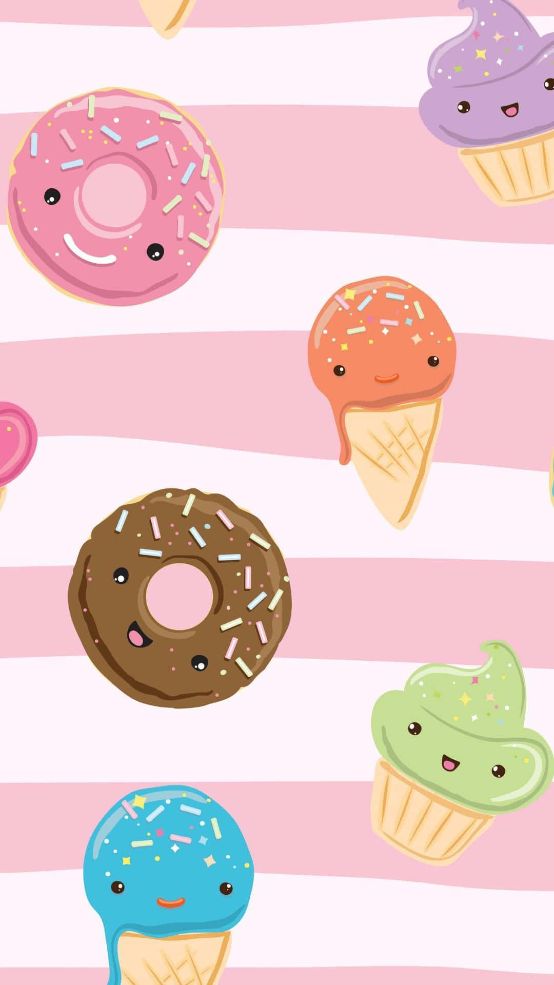 A Pattern Of Donuts And Ice Cream