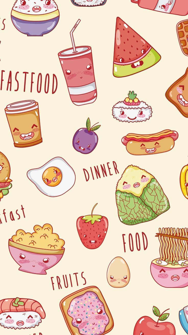 A Pattern Of Food And Drink Items