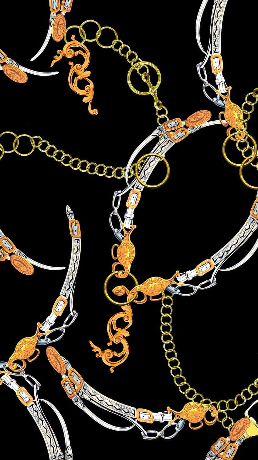 A Pattern Of Gold Chains And Chains Background