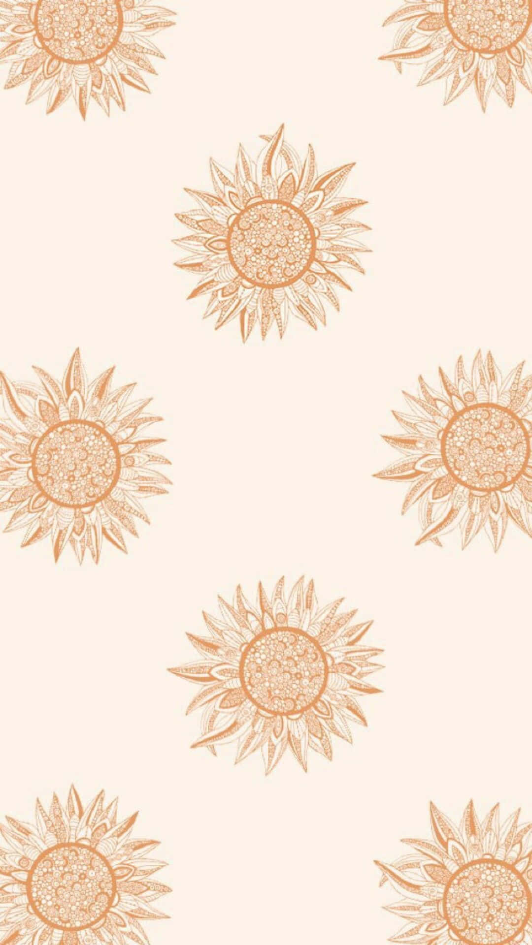 A Pattern Of Sunflowers On A Beige Background Background