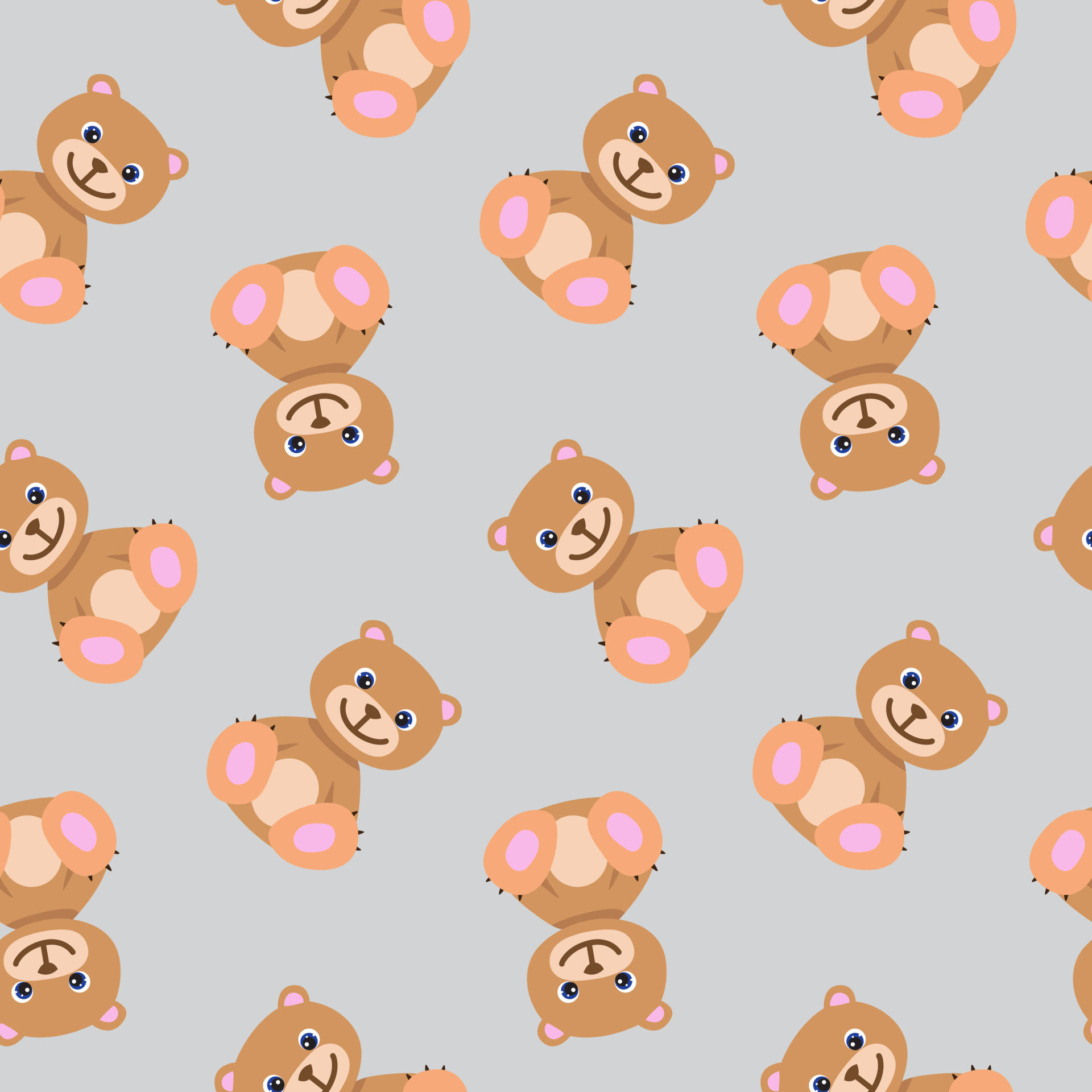 A Pattern Of Teddy Bears On A Gray Background Background