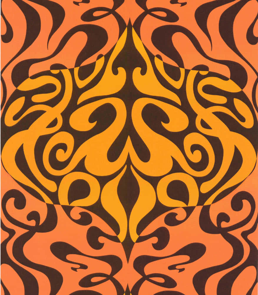 A Pattern With A Black And Orange Design Background