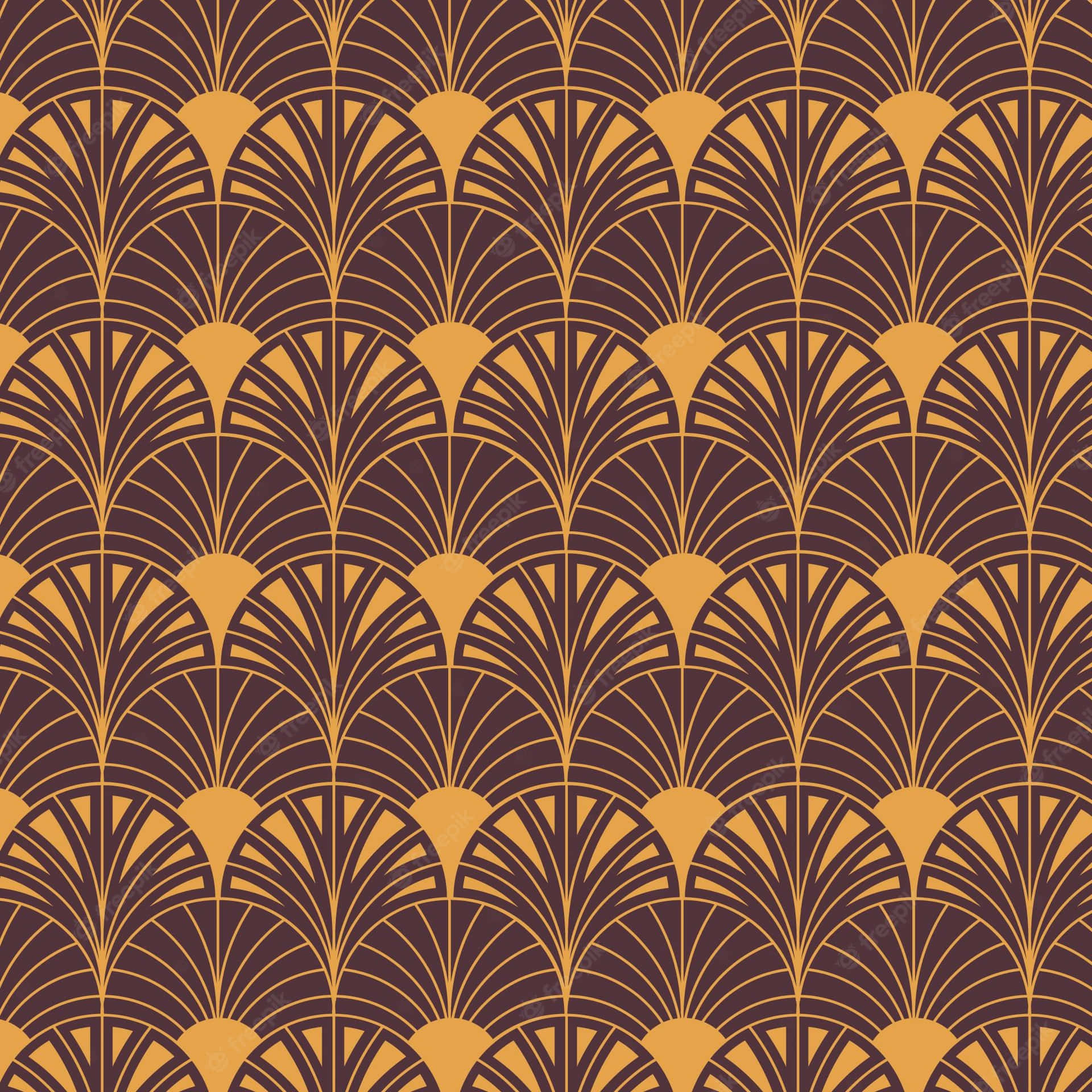A Pattern With A Fan Design In Brown And Orange Background
