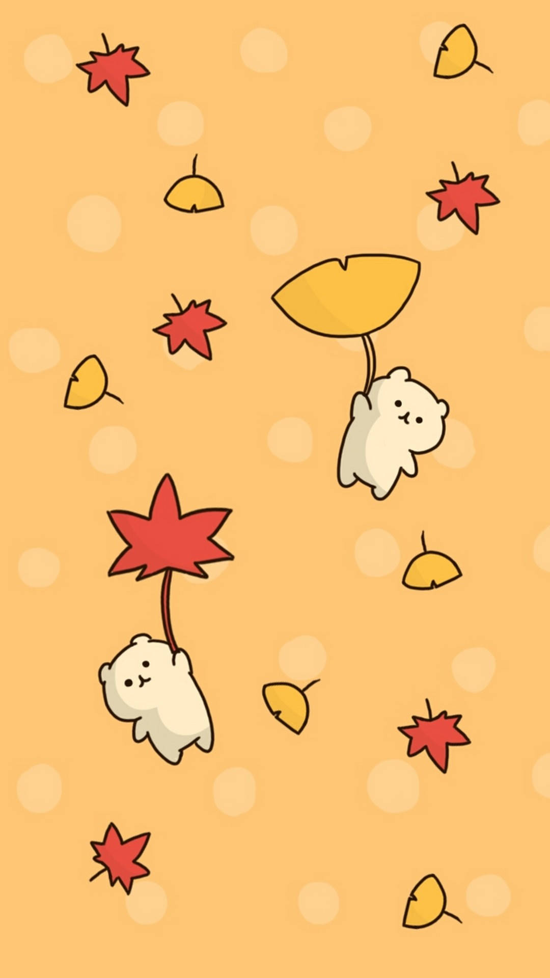 A Pattern With A Kawaii Bear And Leaves