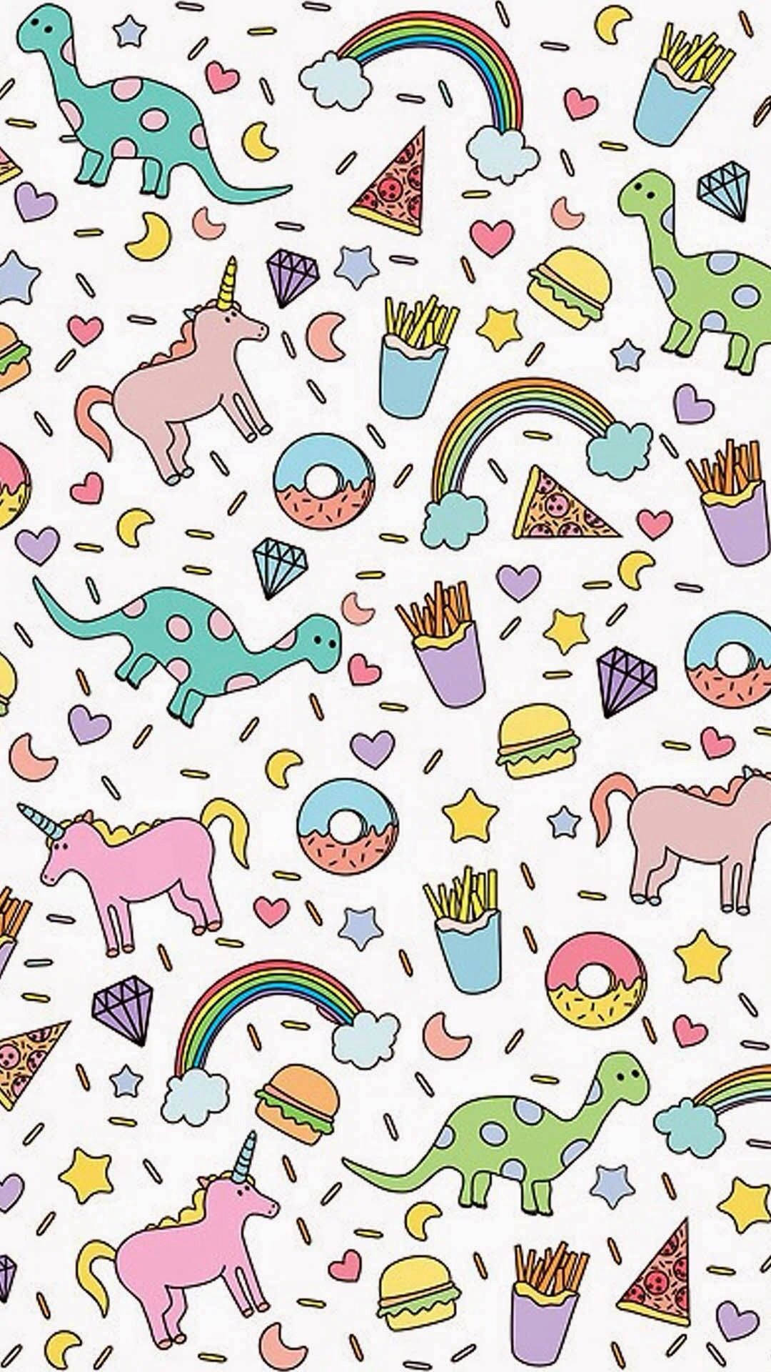 A Pattern With A Lot Of Different Food Items Background