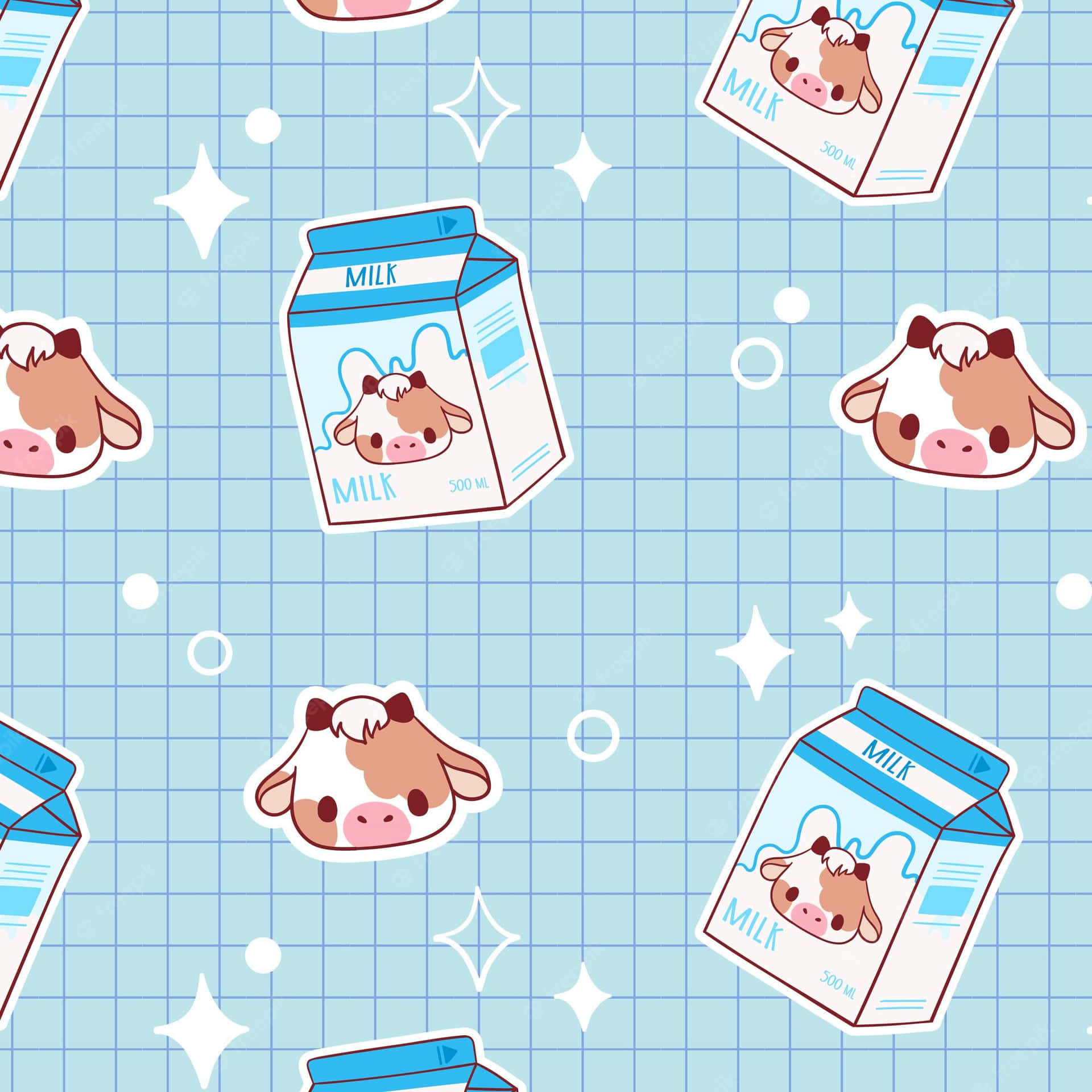 A Pattern With Cows And Milk Bottles