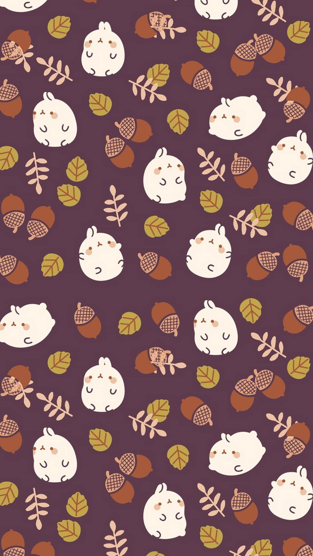 A Pattern With Cute Animals And Leaves Background