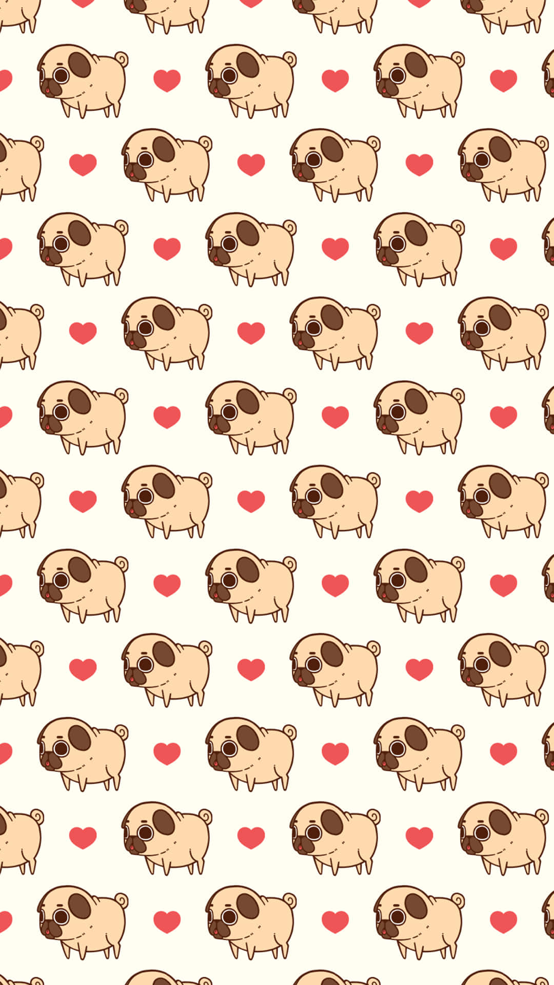 A Pattern With Pugs And Hearts On It Background