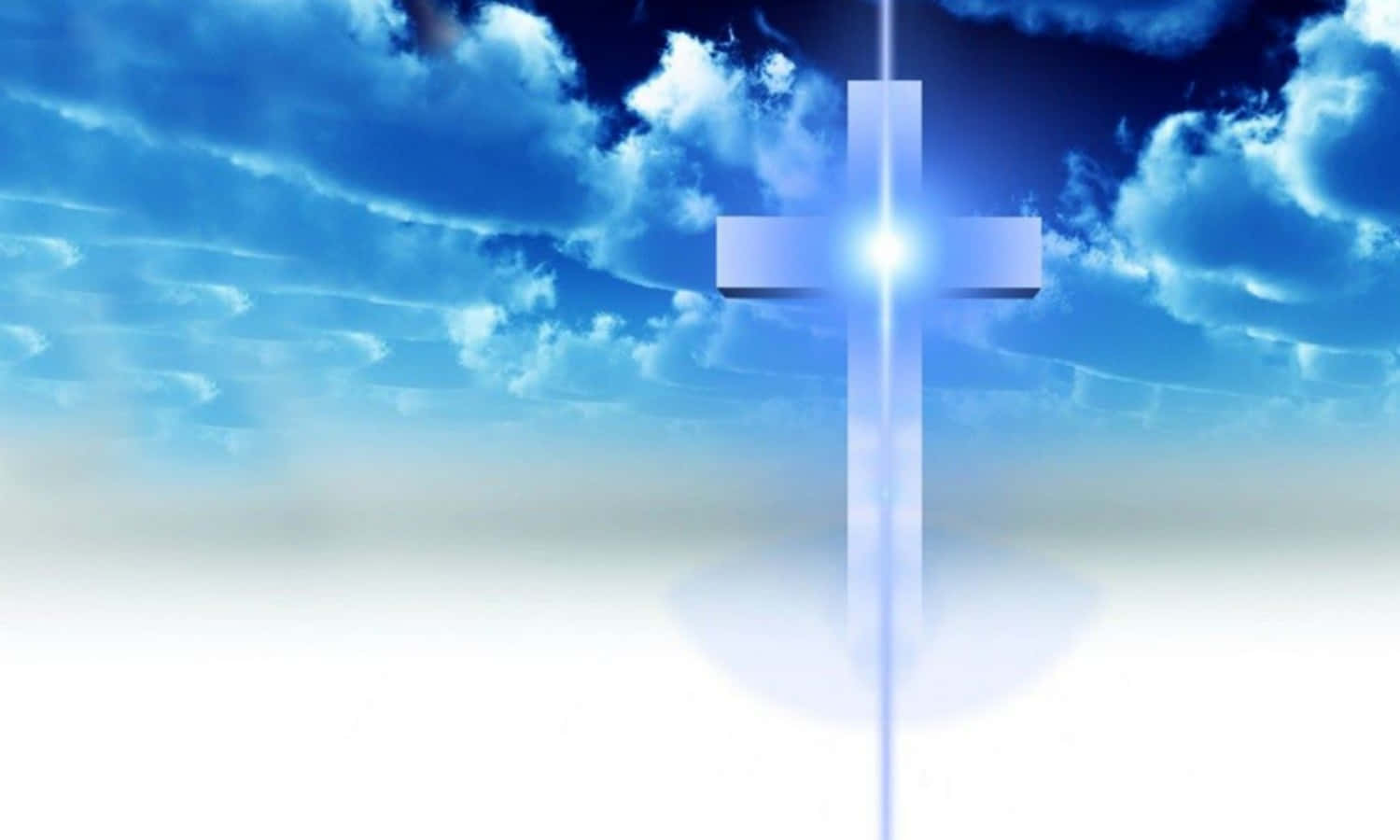 A Peaceful And Beautiful Cross Illuminating The Night Background