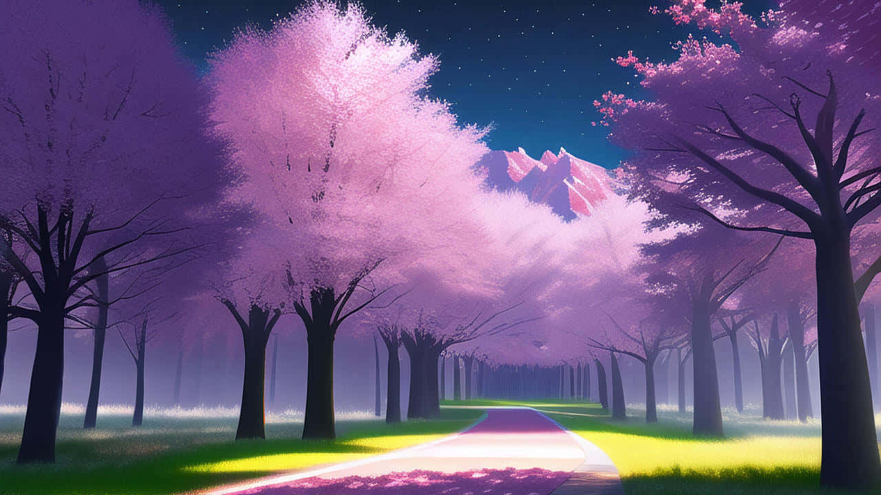 A Peaceful Sakura Blossom Walk Background