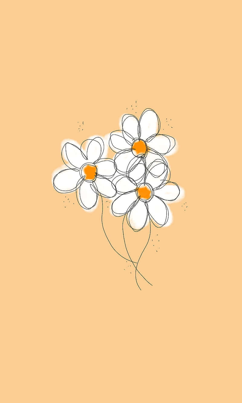 A Peaceful, Simple Flower In A Field Of Green Background