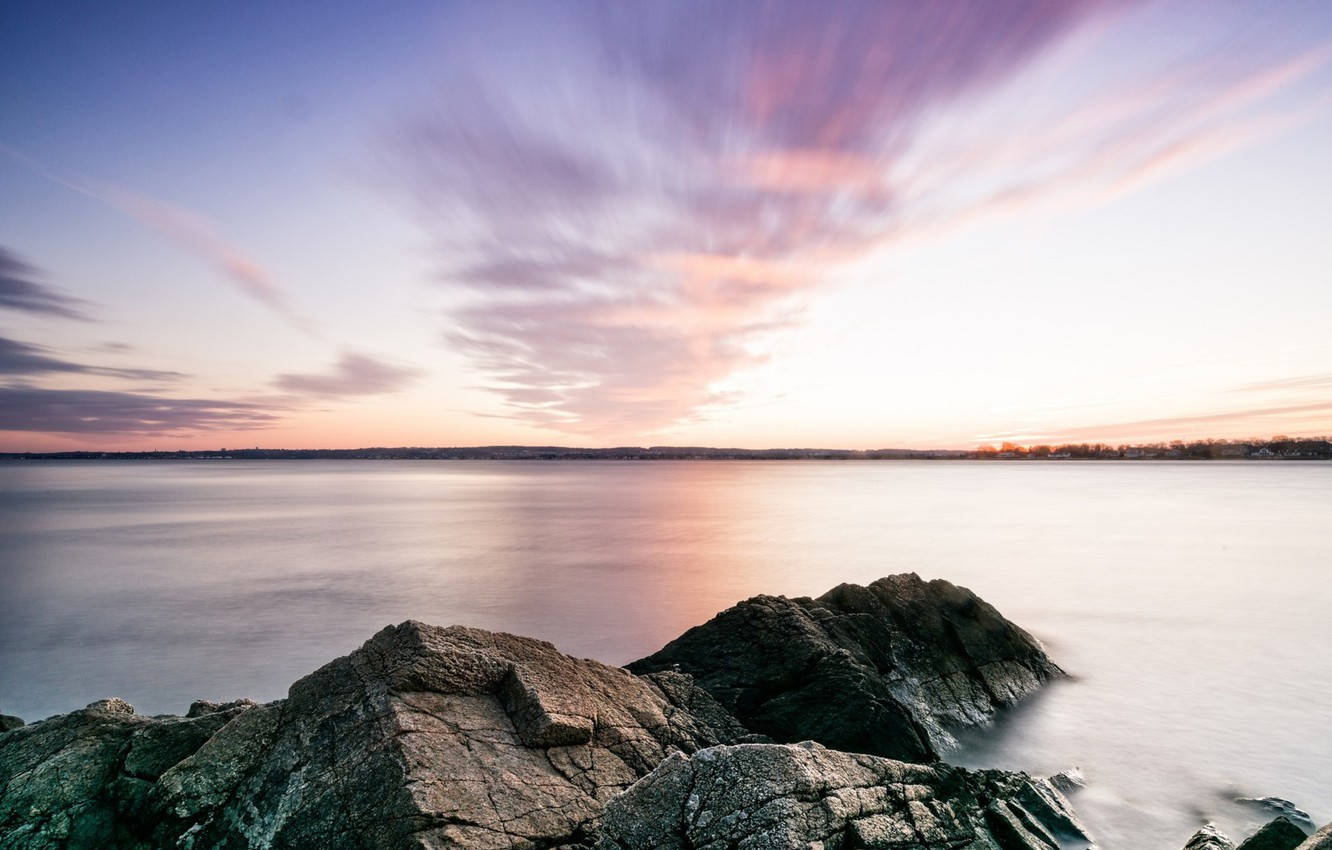 A Peaceful Sunrise At The Beach In Rhode Island Background