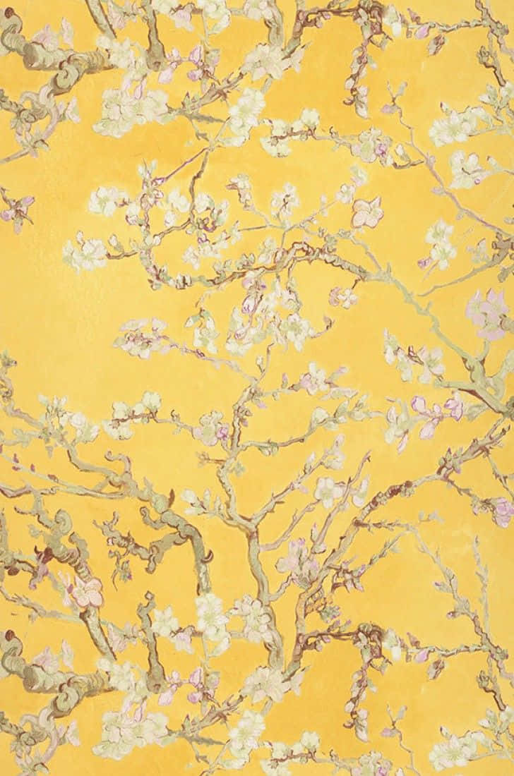 A Peaceful, Tranquil Painting Of The Iconic Van Gogh Almond Blossoms Background