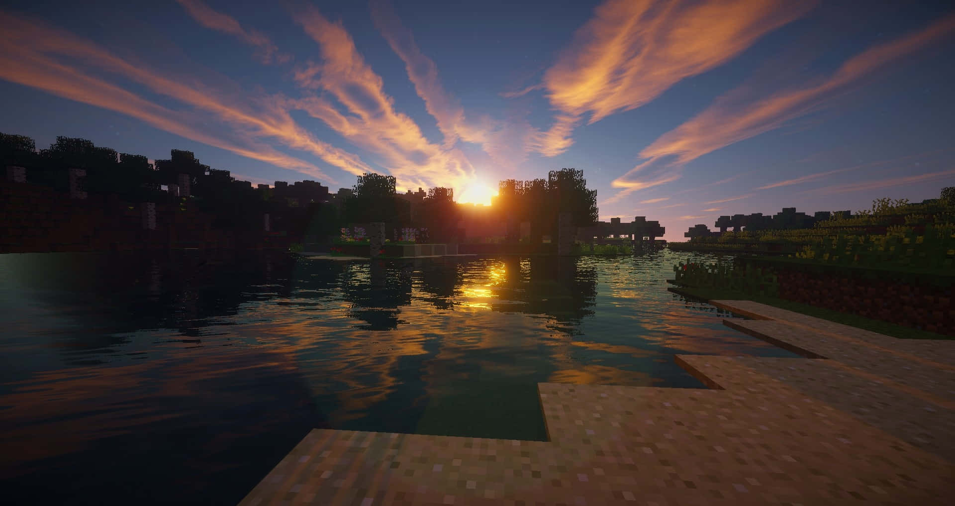 A Peacefull Sunset In Minecraft