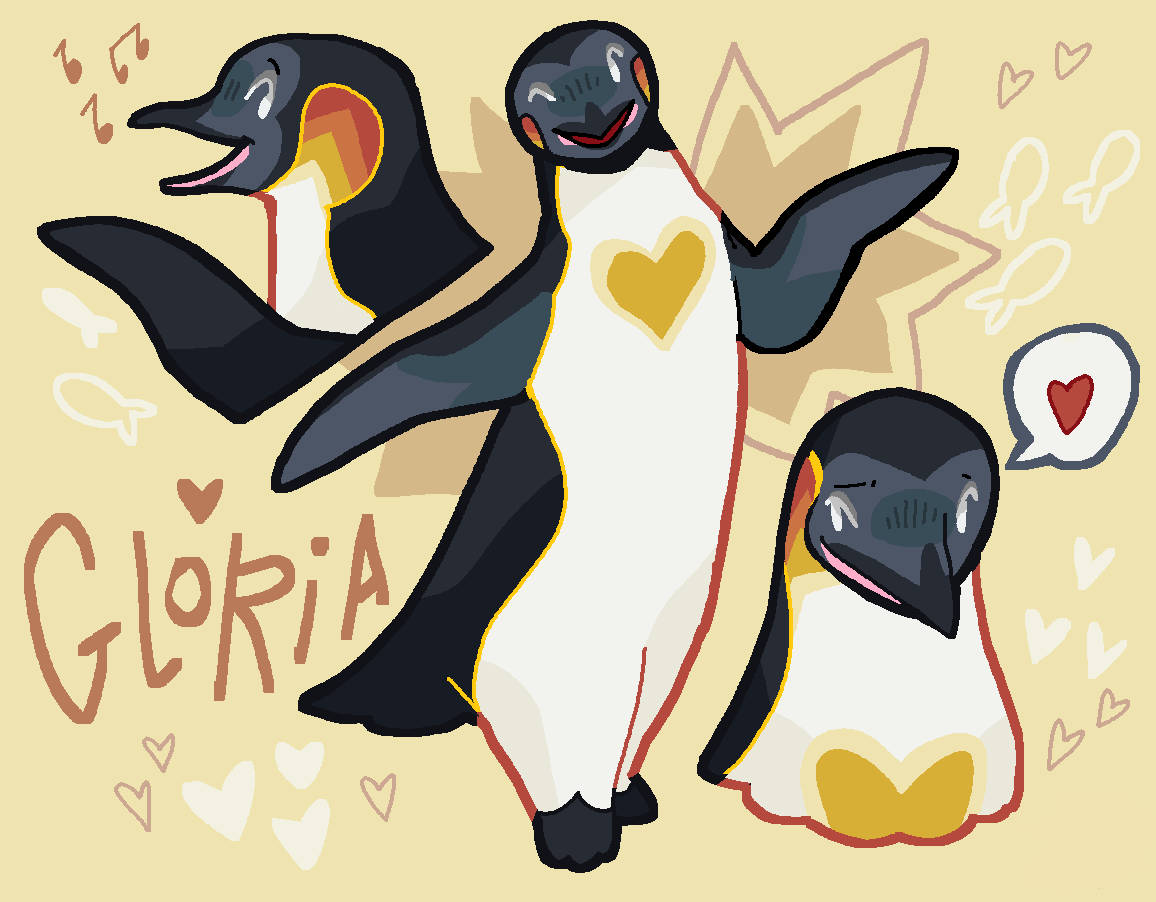 A Penguin With A Heart On His Head Background