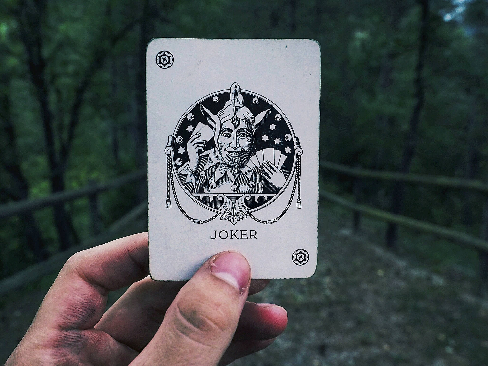 A Person Holding A Joker Card Background
