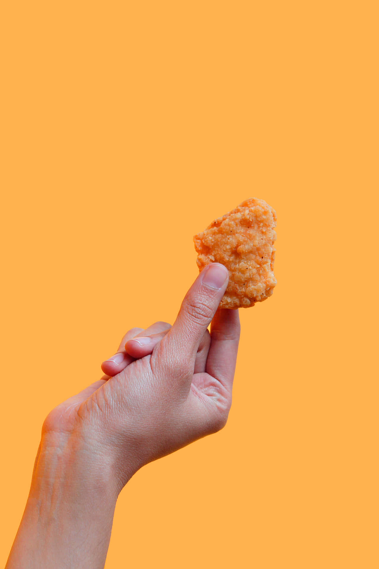 A Person Holding A Piece Of Fried Chicken