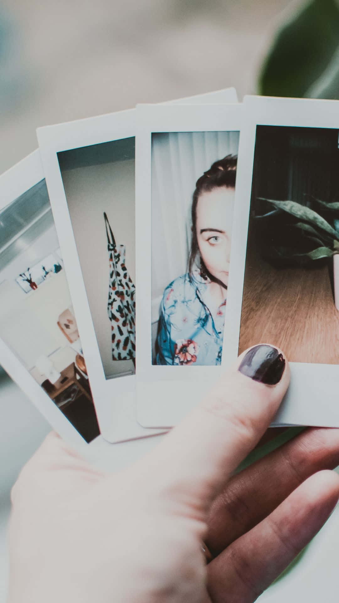 A Person Holding Up A Set Of Polaroid Photos