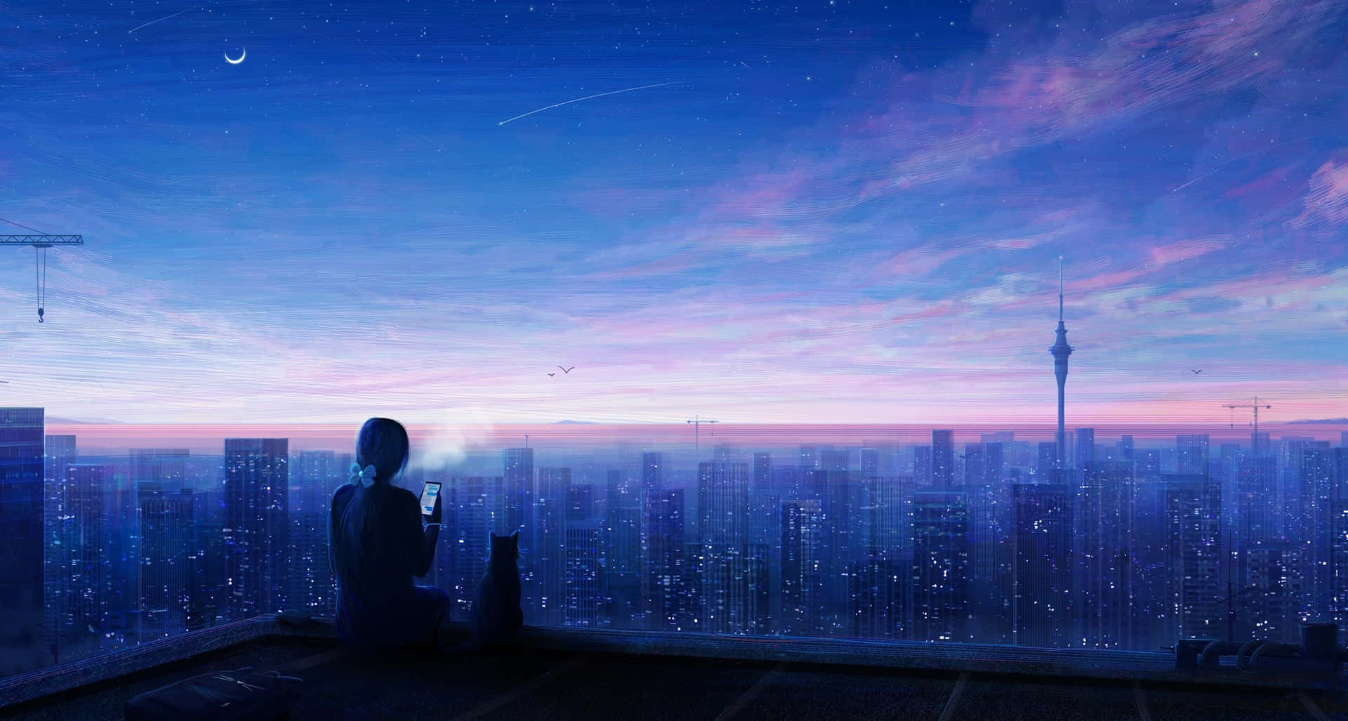 A Person Is Sitting On A Balcony Looking At The City