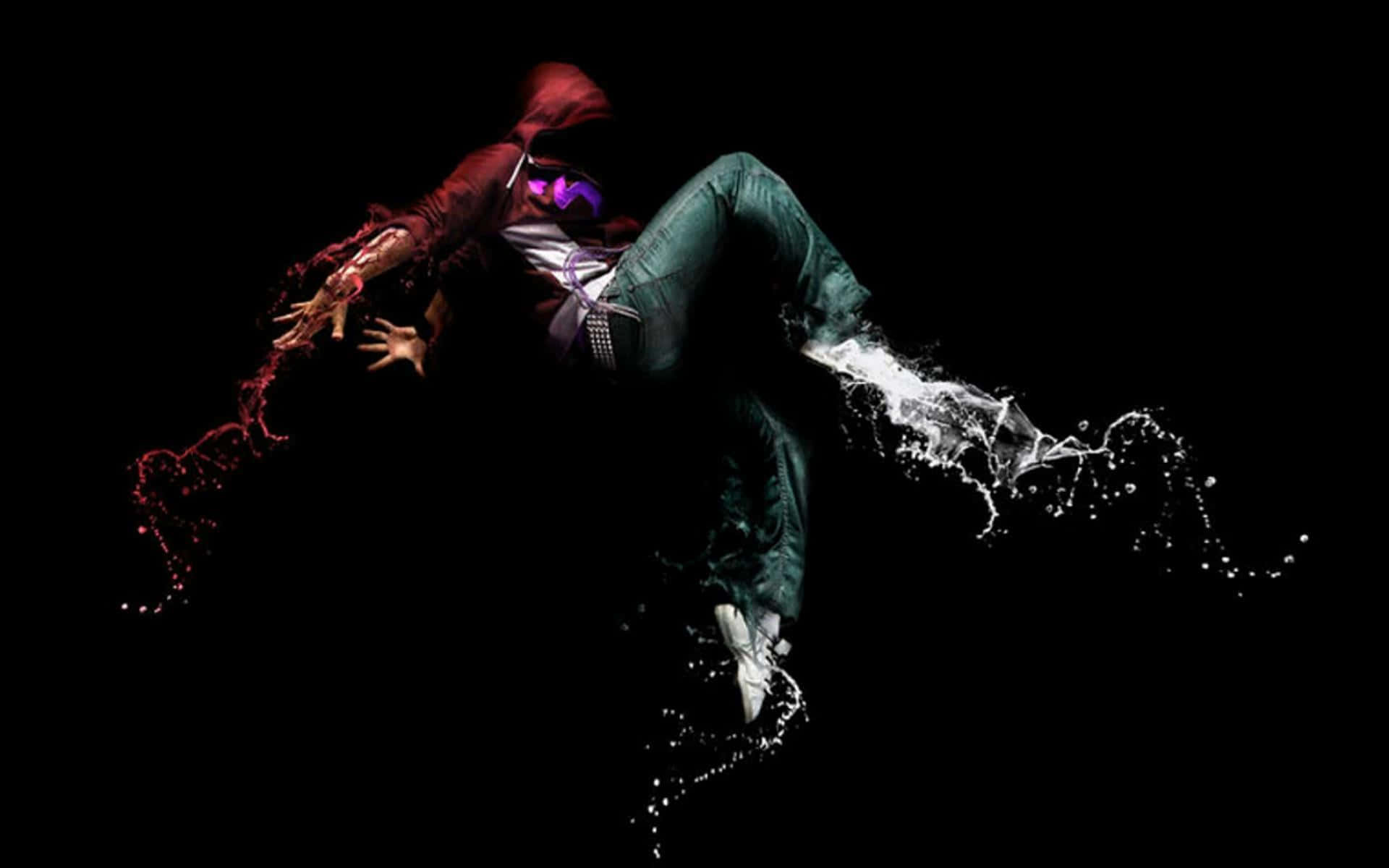 A Person Jumping In The Air With A Black Background Background