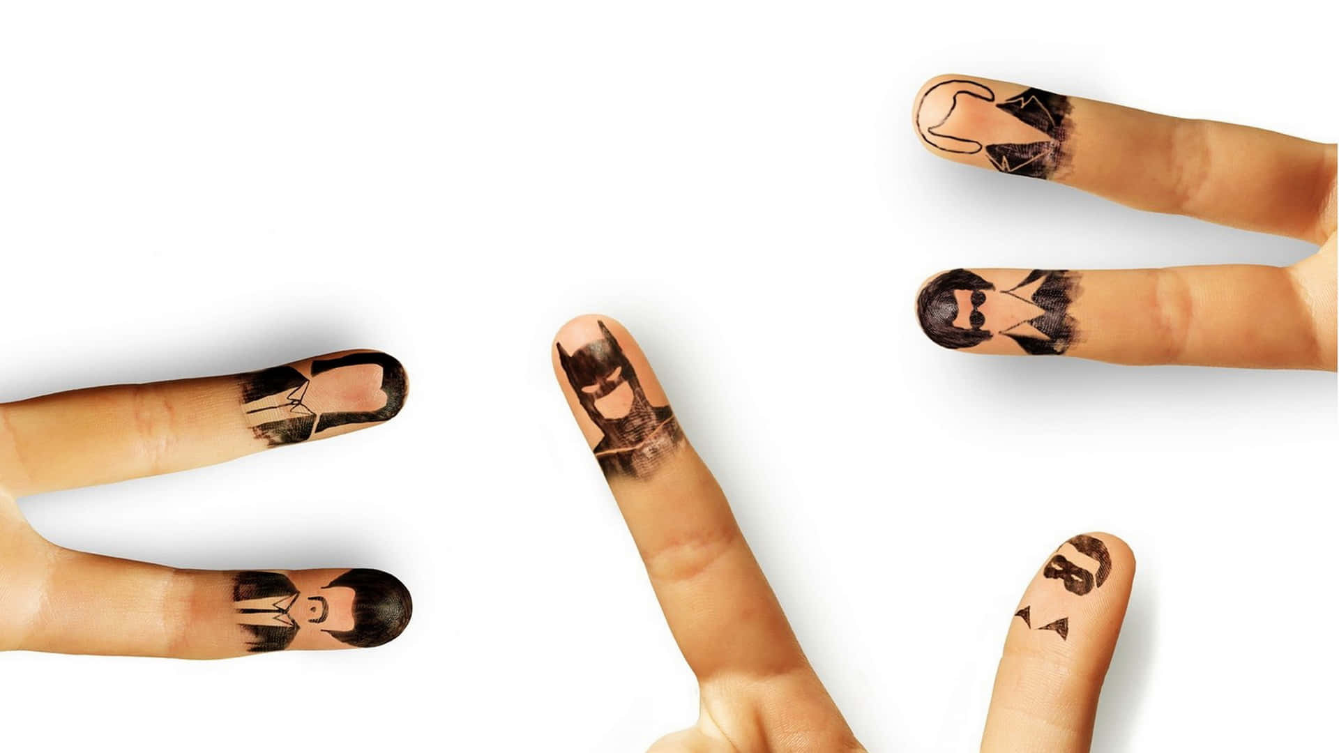 A Person's Finger With A Tattoo Of A Man And A Woman Background